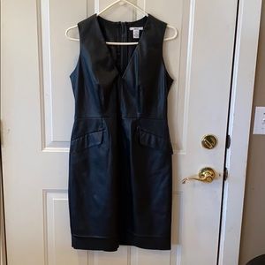 Bar III Black faux leather tank dress